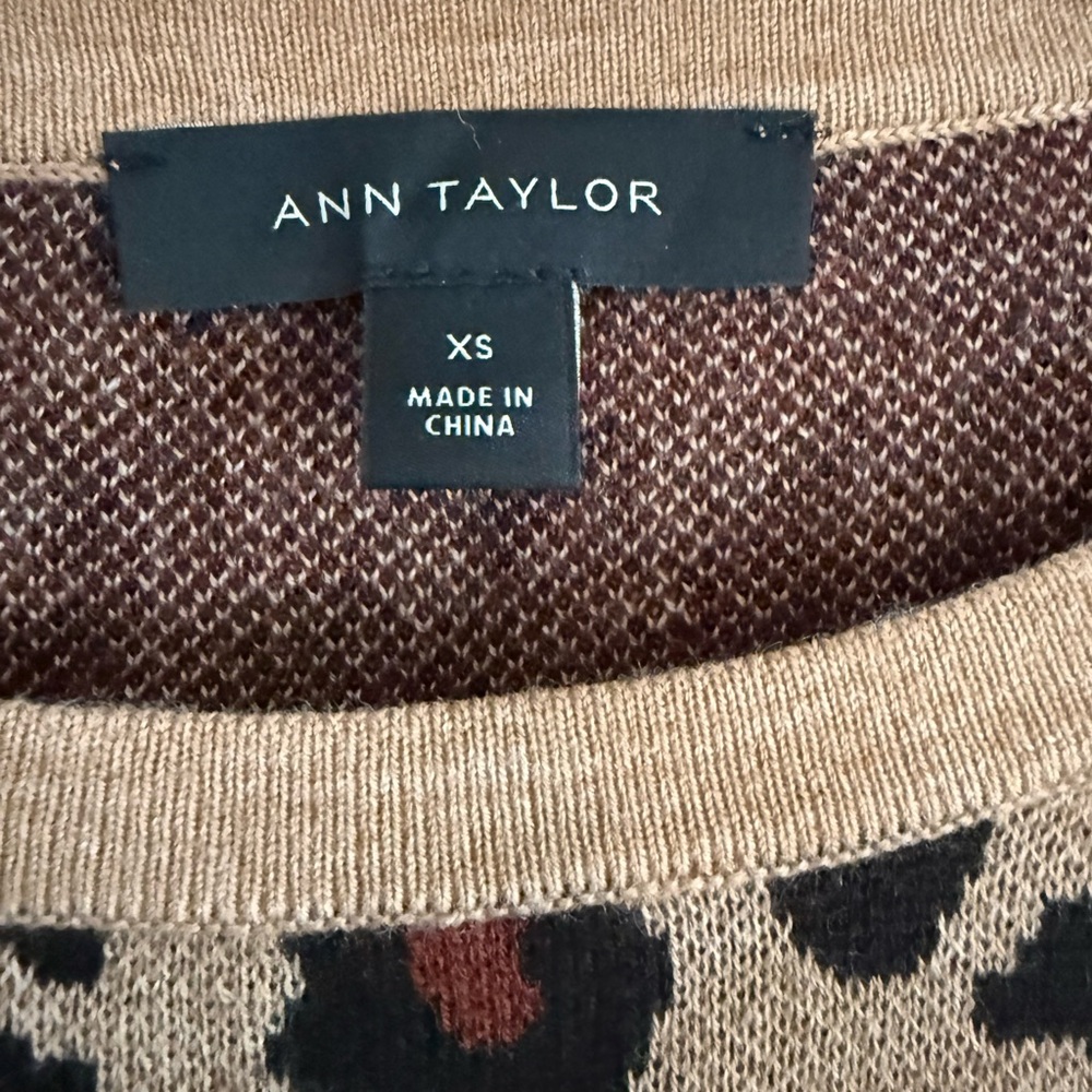 Ann Taylor Leopard Print Sweater - Tan and Black - Picture 2 of 3
